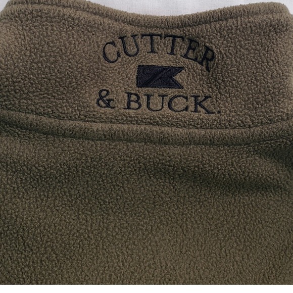 Cutter & Buck Fleece Pullover Jacket 1/4 Zip Khaki Green Mens‎ Large - Picture 5 of 6